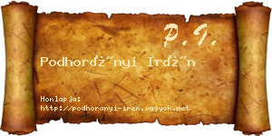 Podhorányi Irén névjegykártya